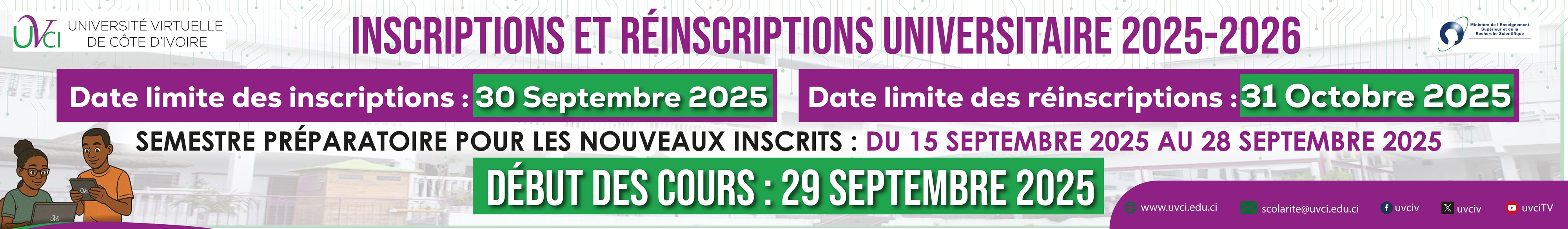 OUVERTURE DES INSCRIPTIONS ET REINSCRIPTIONS
